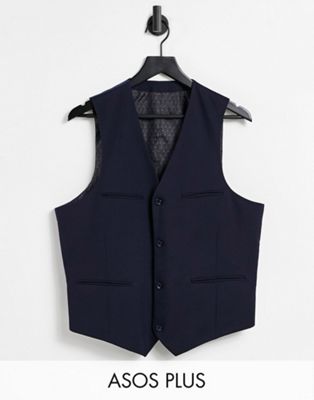 ASOS DESIGN Plus slim suit vest in navy ASOS DESIGN