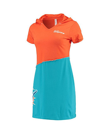 Женское мини-платье с капюшоном оранжевого цвета Aqua Miami Dolphins Refried Apparel