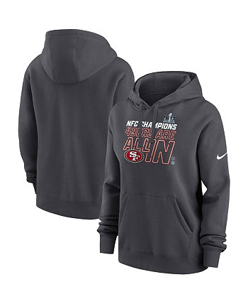 Женский пуловер с капюшоном антрацитового цвета San Francisco 49ers 2023 NFC Champions Locker Room Trophy Collection Nike