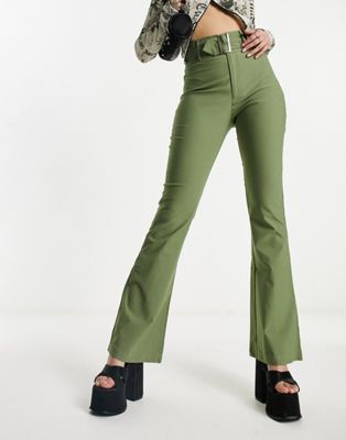 Бенгалиновые брюки с завышенной талией и поясом Daisy Street шалфейного цвета - часть комплекта Daisy Street