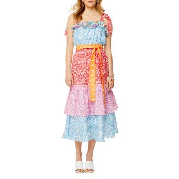 Платье макси Eleanor из хлопка и шелка с цветочным принтом ROLLER RABBIT