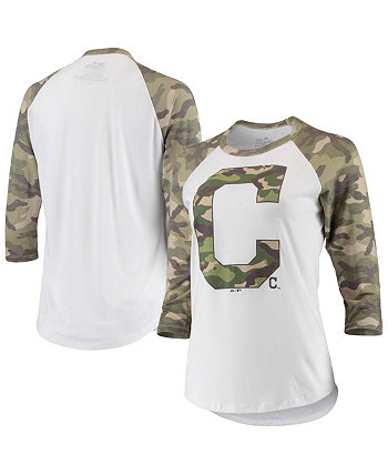 Женская футболка с принтом «ниточки», белая, камуфляжная, футболка Cleveland Guardians реглан с рукавами 3/4 Majestic