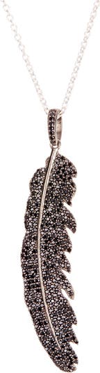 Ожерелье с подвеской из стерлингового серебра Aria Feather Black Spinel ADORNIA