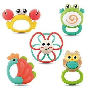 Baby Toys 3-6 Months Baby Rattle Teething Toys BPA Free Infant Toys Shake Grab Spin Early Educational Toy with Storage Case Gifts Set Mew Born Toys for 3 6 9 12 18 Months Newborn Boys Girls, 5 Pack Zendure