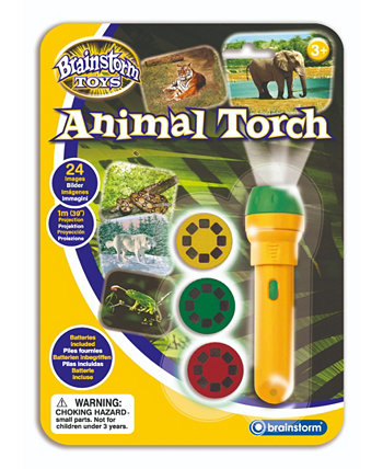 Brainstorm Toy Animal Flashlight and Projector with 24 Animal Images - STEM Toy Brainstorm Toys