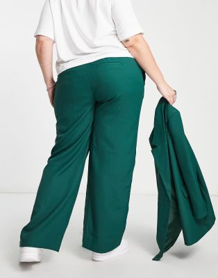 Noisy May Curve tailored wide leg pants in green - part of a set Noisy May