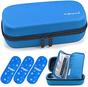 YOUSHARES Insulin Cooler Travel Case, Diabetes Travel Case with 2 TSA Approved Ice Pack Keep Medicine Cool and Stable, Diabetic Organizer Cooling Bag for Insulin Pen and Diabetic Supplies (Blue) YOUSHARES