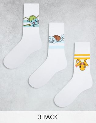 Набор из трех белых носков с тройными символами ASOS DESIGN Pokémon ASOS DESIGN
