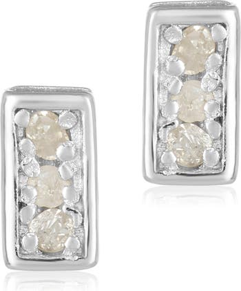 Серьги-гвоздики из стерлингового серебра с бриллиантами и багетом - 0,10 карата ADORNIA Fine