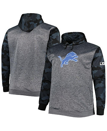 Men's Branded Heather Charcoal Detroit Lions Big and Tall Camo Pullover Hoodie Fanatics