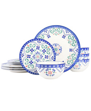 Набор столовой посуды Tierra Star с ручной росписью из 12 предметов Laurie Gates