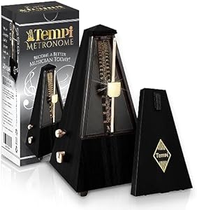 Tempi Mechanical Metronome for Musicians - 2-Year Warranty - Metronome for Piano/Guitar/Violin, Metronome Music for Adults and Kids (Molded Black Grain Veneer) Tempi