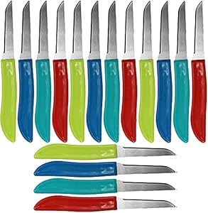 Set of 8 Paring Knives - (Assorted Colors) - Great Starter Pack - Blade Measures 2.625" - 6" Total (8) Black Duck Brand