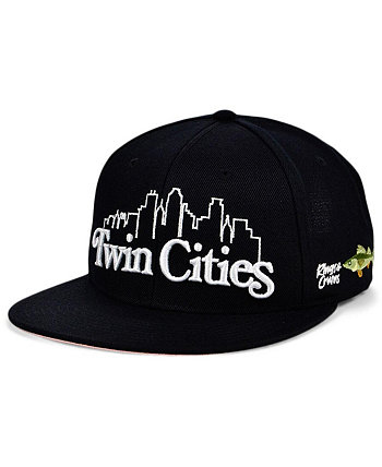 Мужская черная регулируемая шляпа Minneapolis Skyline Snapback Snapback Rings & Crwns
