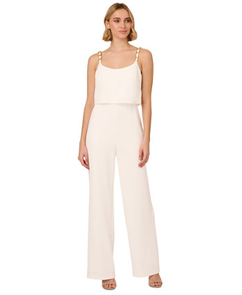 Women's Crepe Chain-Strap Jumpsuit Adrianna Papell