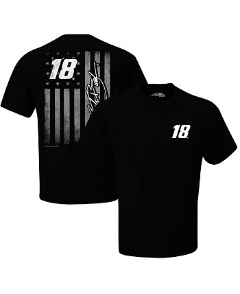 Мужская черная футболка Kyle Busch Exclusive Tonal Flag Flag Joe Gibbs Racing Team Collection