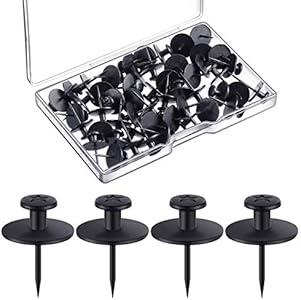 Push Pins Picture Hangers Double Headed Thumb Tacks Wall Hooks for Wall Hangings Picture Hangers Nails Small Photo Hanging Hook Pins for Home Office Photo Decor(Black,25 Pieces) Hotop