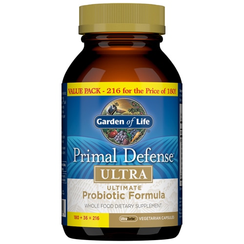 Продукт Проботиков Primal Defense® Ultra - 216 вегетарианских капсул, 15 миллиардов КОЕ Garden of Life