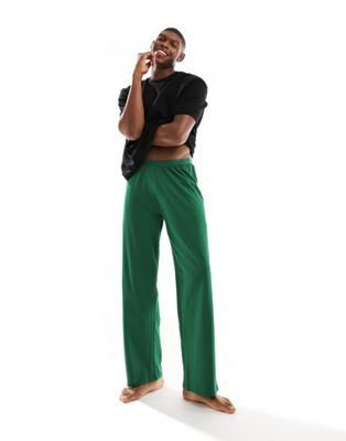 Черно-зеленый пижамный комплект с вафельной футболкой ASOS DESIGN ASOS DESIGN