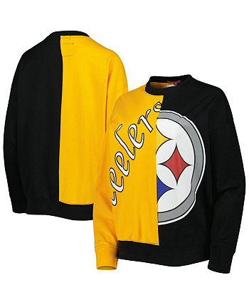 Женский черный, золотой пуловер Pittsburgh Steelers Big Face Толстовка Mitchell & Ness