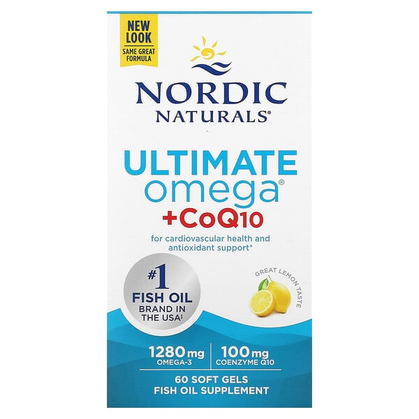 Ultimate Omega + CoQ10, 640 мг, 60 мягких желатиновых капсул Nordic Naturals