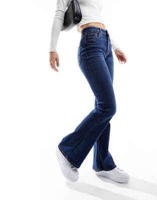 Расклешенные джинсы с завышенной талией Bershka цвета индиго Bershka