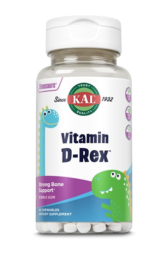 Жевательная резинка KAL Dinosaurs Vitamin D-Rex™ — 90 жевательных таблеток KAL