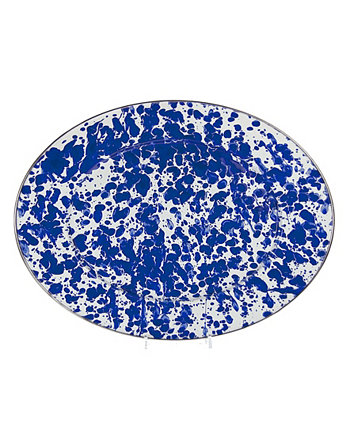 Коллекция эмалированной посуды Cobalt Swirl Овальная тарелка 16 x 12 дюймов Golden Rabbit