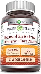 Amazing Formulas Boswellia Extract Turmeric and Tart Cherry 2400mg Veggie Capsules (Капсулы на растительной основе) | Non-GMO | Gluten Free | Made in USA | Ideal for Vegetarians (120) Amazing Nutrition