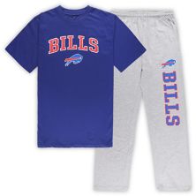 Мужские Concepts Sport Royal/Heather Grey Buffalo Bills Big &amp; Высокая футболка и усилитель; Комплект для сна с брюками Unbranded