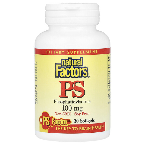 PS, Фосфатидилсерин, 100 мг, 30 мягких таблеток Natural Factors