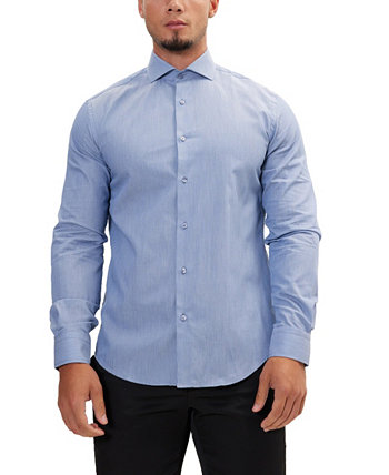 Текстурированная приталенная мужская рубашка Modern с воротником-стойкой RON TOMSON