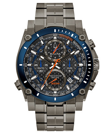 Мужские часы с хронографом Precisionist, серые, с браслетом из нержавеющей стали, 46,5 мм Bulova