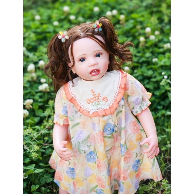 Takanini Newborn Baby Dolls 24 Inch Lifelike Soft Cloth Body White Skin Girl Doll Toy Accessories Gift for Kids Age 3+ Takanini