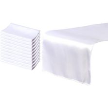 10 Pack White Satin Table Runners for Wedding, Baby Shower, Birthday Party (108 x 11.3 In) Juvale
