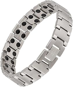 Pure Titanium Magnetic Bracelet, Elegant Pain Relief Jewelry with 48 Magnets, 3.8 Oz Earth Therapy