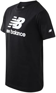 New Balance Boys' T-Shirt - Cotton Core Stacked Logo Shirt for Boys' - Kids Youth Athletic Crewneck Short Sleeve Tee (8-20) New Balance