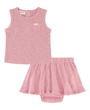 Трикотажный топ и юбка в рубчик для маленьких девочек, комплект из 2 предметов Calvin Klein