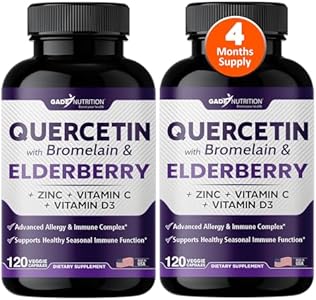 Quercetin with Vitamin C and Zinc - Elderberry - Quercetin 500mg - Quercetin with Bromelain - Zinc Quercetin - Vitamin D3 - 6 in 1 Daily Immune Support, Non-GMO, Gluten-Free - Sambucus Supplement -USA GADE NUTRITION BOOST YOUR HEALTH