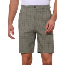 Classic Plaid Shorts For Men's Flat Front Business Checked Chino Shorts Lars Amadeus