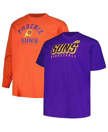 Мужской комплект футболок с короткими и длинными рукавами Phoenix Suns Big and Tall фиолетового и оранжевого цвета Fanatics