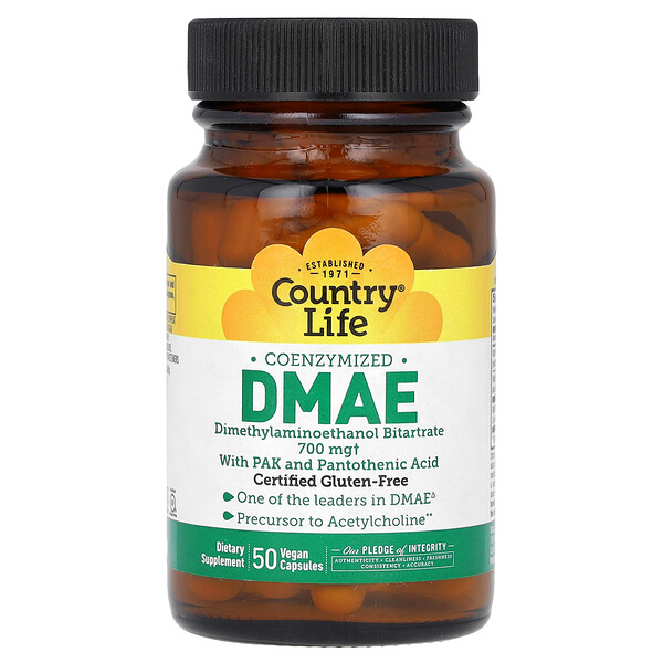 Коэнзимированный DMAE - 700 мг - 50 веганских капсул - Country Life Country Life