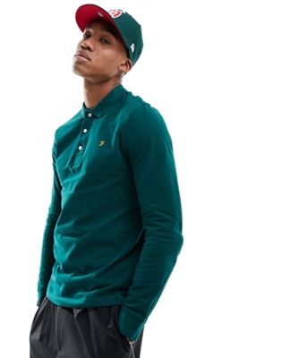 Зеленая рубашка-поло с длинными рукавами Farah blanes Farah