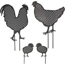 Farmlyn Creek Metal Chicken Sign Decor for Yard and Garden (3 Designs, 4 Pieces) Farmlyn Creek