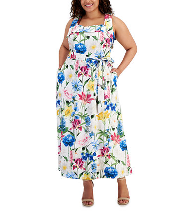 Plus Size Floral Square-Neck Maxi Dress Anne Klein