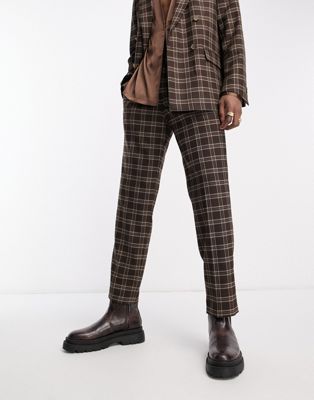 Коричневые костюмные брюки в клетку Viggo Thierry Viggo