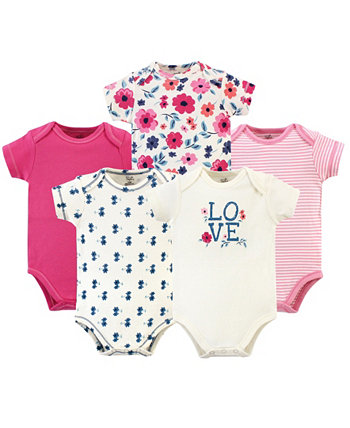 Baby Girls Baby Organic Cotton Bodysuits 5pk, Garden Floral Touched by Nature