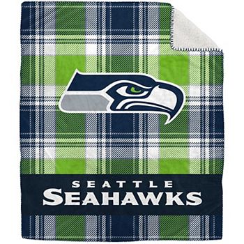 Плед Seattle Seahawks 127 x 152 см, фланелевый в клетку, с шерпой и стильным дизайном Pegasus