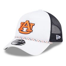 Men's New Era White/Navy Auburn Tigers Court Sport Foam A-Frame 9FORTY Adjustable Trucker Hat New Era