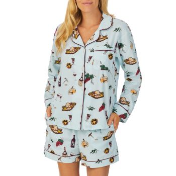 Two-Piece Wine-Print Pajama Shorts Set BedHead Pajamas
